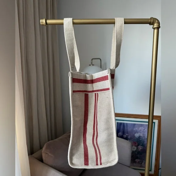 Zara Jute & Cotton Tote Bag Beige Red NWT Summer Chic - Picture 6 of 10